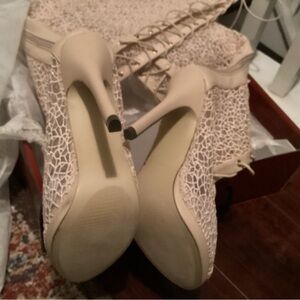 LILIANA CREAM LACE UP STILETTO HEELED OVER-THE-KNEE BOOTS